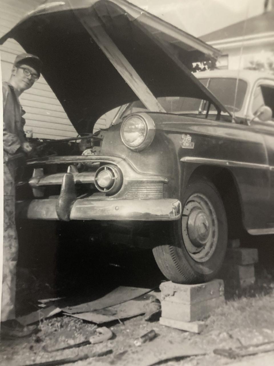 John Simon, many years ago, with his 1953 Chevrolet.