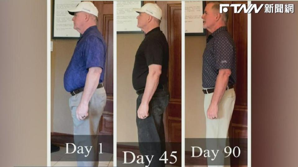 一名男子連續100天只吃麥當勞，減掉將近27公斤，他分享前後體態對比照。（圖／@NewsNation 推特）