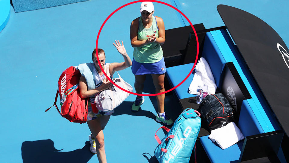 Ash Barty, pictured here applauding Petra Kvitova after their match at the Australian Open.