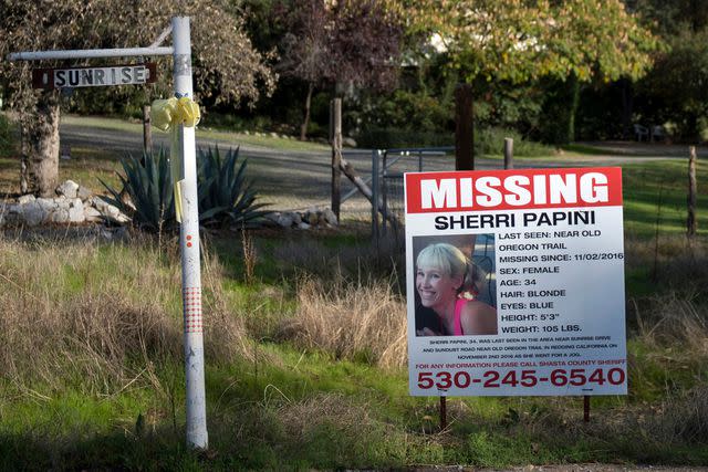 <p>Adrew Seng/The Sacramento Bee/AP/File</p> A "missing" sign for Mountain Gate resident Sherri Papini is placed along side Sunrise Drive, near the location where the mom of two is believed to have gone missing while on a afternoon jog.