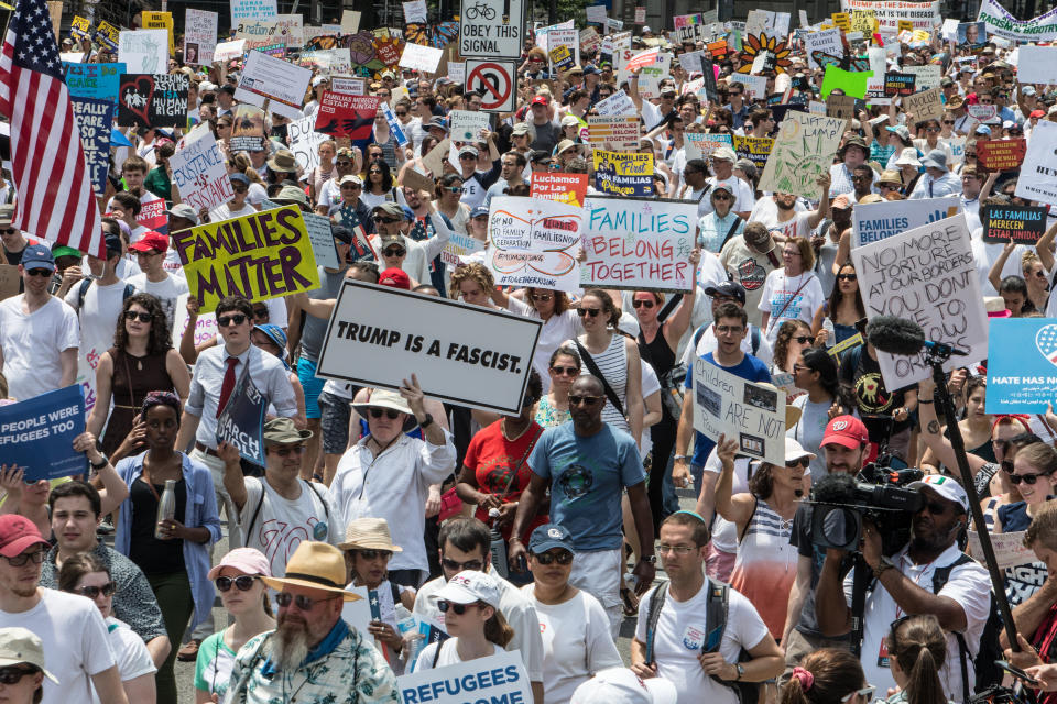 The Families Belong Together march, along Pennsylvania Avenue in Washington, DC, June 30, 2018