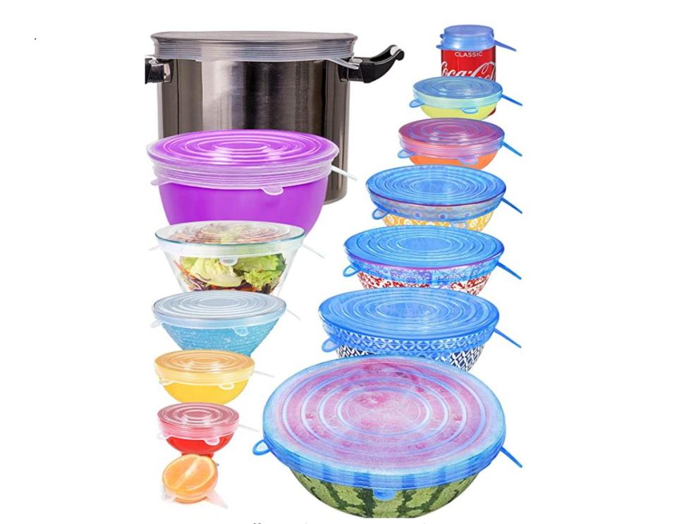 Consider adding <a href="https://amzn.to/35FBoEw" target="_blank" rel="nofollow noopener noreferrer">these silicone stretch lids</a> to your food storage rotation if your Tupperware drawer gives you anxiety. We reviewed these bestselling stretch lids t<a href="https://www.huffpost.com/entry/silicone-stretch-lids-review-amazon_l_5f90860ec5b686eaaa0db016" target="_blank" rel="noopener noreferrer">o see if they're worth the hype</a>. They replace aluminum foil and plastic wrap, and one lid can replace a handful of missing Tupperware lids. <a href="https://amzn.to/35FBoEw" target="_blank" rel="nofollow noopener noreferrer">This set of 14 stretch lids</a> comes in seven different sizes: some big enough to fit over your largest stockpot, some small enough to fit on a soda can. They're also dishwasher and freezer safe. <a href="https://amzn.to/35FBoEw" target="_blank" rel="nofollow noopener noreferrer">Get them on Amazon</a>.