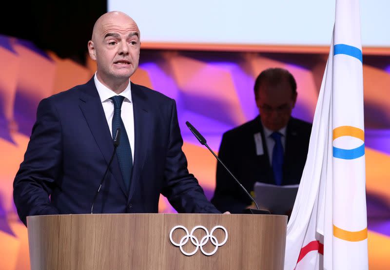 FILE PHOTO: FIFA president Infantino gives oath after his election as IOC member in Lausanne