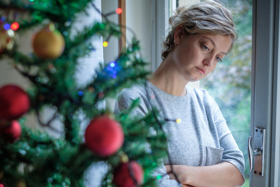 Woman feeling alone during christmas holiday