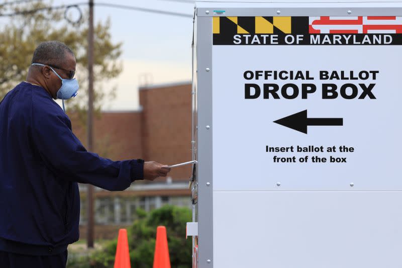 FILE PHOTO: Baltimore holds a special election for Maryland's 7th congressional district, at the Edmondson Westside High School Polling site in Baltimore, Maryland