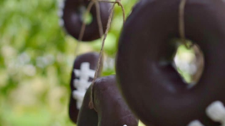 tailgate games football donuts on a string