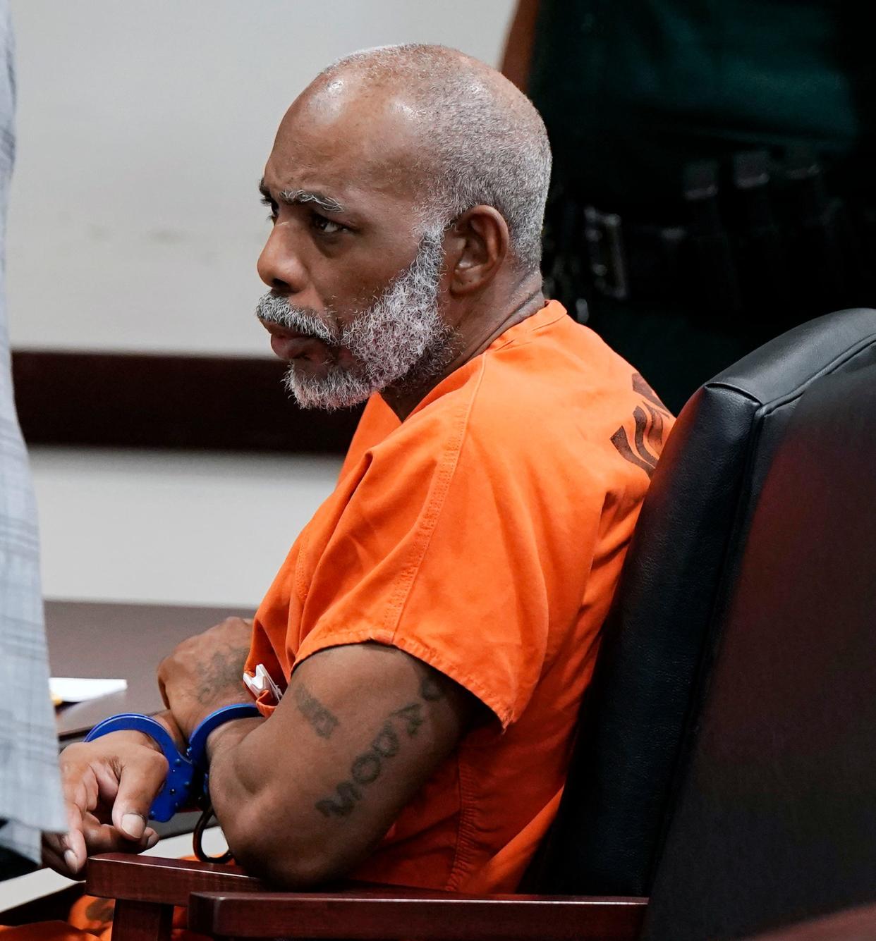 Derick Jones Sr. at his sentencing for human trafficking and other crimes at the S. James Foxman Justice Center in Daytona Beach, Thursday, July 13, 2023.