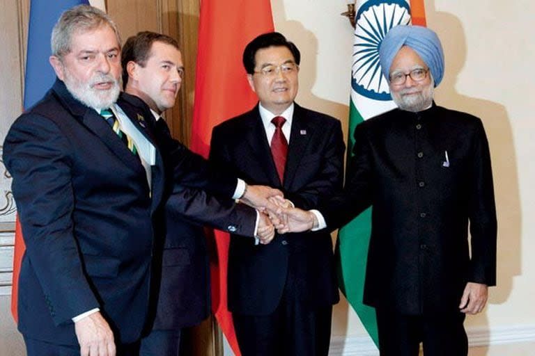 Lula da Silva y los líderes de Rusia, India y China en los primeros años del Brics