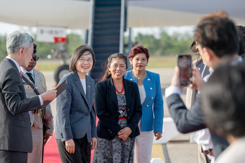 Handout of Taiwanese President Tsai Ing-wen arriving at Philip S. W. Goldson International Airport, Belize City, Belize