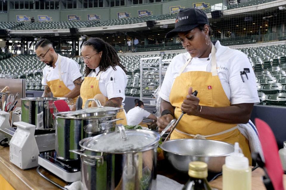 On Episode 7 of "Top Chef: Wisconsin," Michelle took Polish sausage and made it her own, creating an étouffée with creamy grits with collard greens that won her MVP of the Sausage Race challenge.