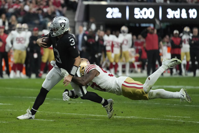 Raiders' playoff hopes dashed after falling 37-34 against 49ers