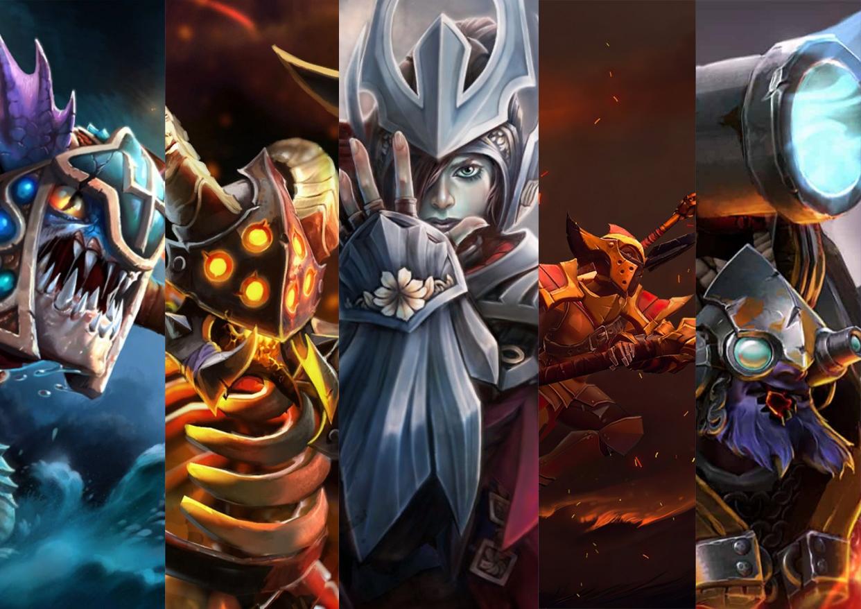 Slark, Clinkz, Phantom Assassin, Legion Commander, and Tinker are the Dota 2 heroes that gained the most from the 7.32 update. (Photos: Valve Software)