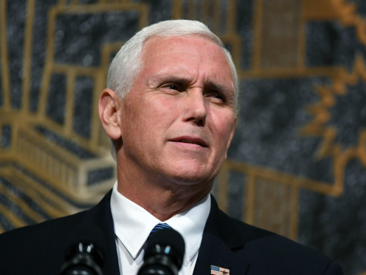 Vice President Mike Pence, seen here in Las Vegas on October 7, 2017, has faced criticism for the cost of his flight to Indianapolis: Ethan Miller/Getty Images