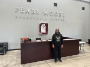 Pearl Moore poses at the Pearl Moore Basketball Center in Florence, S.C., Monday, Feb. 5, 2024. Long before Caitlin Clark made her first long-range three or signed her first autograph, Hall of Famer Pearl Moore had already set the scoring standard for women's basketball. Moore, 66, remembers too well how few people paid attention to the women's game when she played at Francis Marion in the late 1970s and became the most prolific women's scorer in history. (AP Photo/Pete Iacobelli)