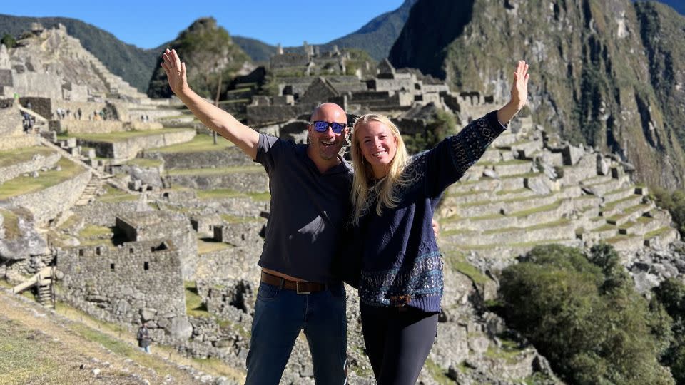 A perk of Jasmijn and Jorrit's job is they get to explore the world together. Here they are pictured at Machu Picchu, Peru. - Jorrit van Waalwijk van Doorn and Jasmijn van Waalwijk van Doorn