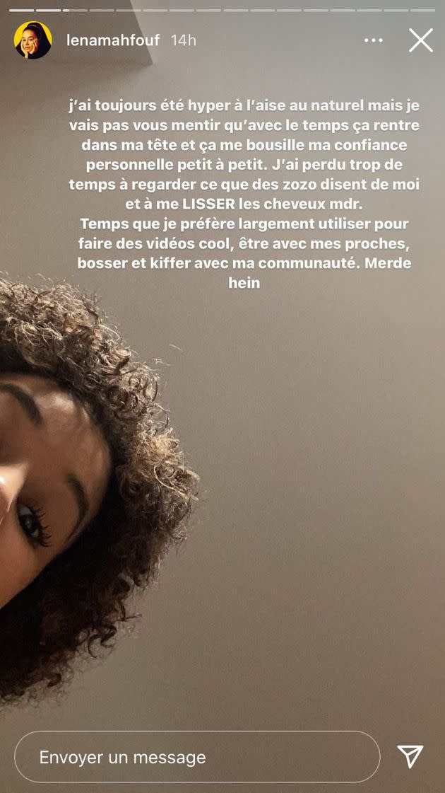Story de Léna Mahfouf sur Instagram le 9 décembre 2021 (Photo: Instagram / @lenamahfouf)