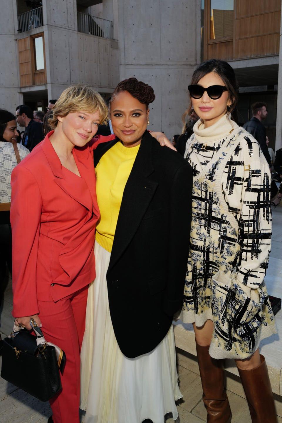 Léa Seydoux, Ava DuVernay and Gemma Chen at the Louis Vuitton 2023 Cruise Show