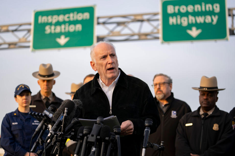 Maryland Transportation Secretary Paul J. Wiedefeld speaks at a press conference about the collapse of the Key Bridge and the rescue operation underway on March 26, 2024 in Baltimore.<span class="copyright">Jasper Colt—USA Today Network/Reuters</span>
