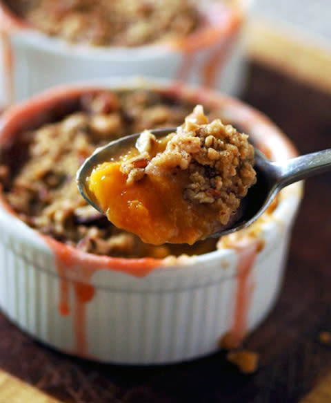 Peach Crisp with Pecans & Toffee Bits