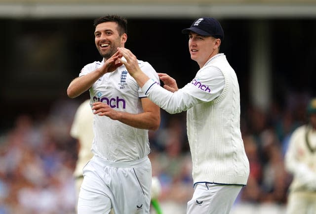 Mark Wood (left) and Harry Brook (right) were honoured for the Ashes efforts.