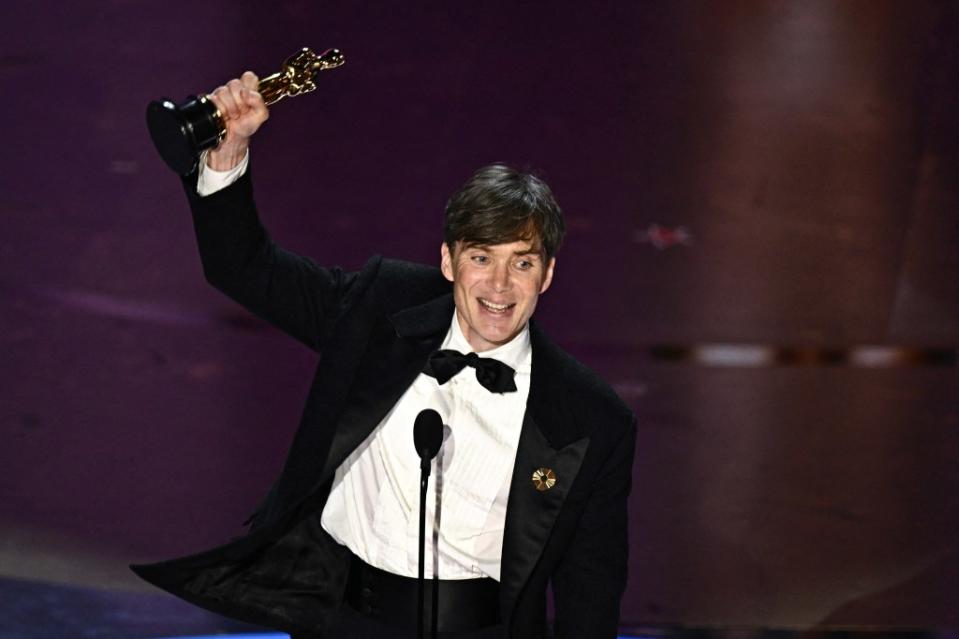 Cillian Murphy accepted the award for Best Actor in a Leading Role for “Oppenheimer” onstage during the 96th Annual Academy Awards. AFP via Getty Images