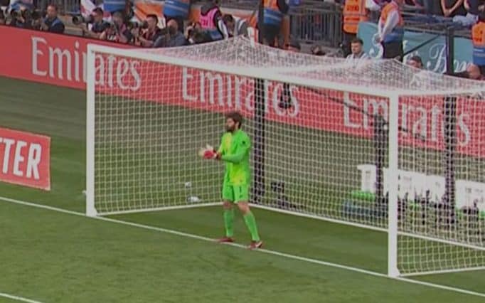 Alisson claps before Mount's kick in the shoot-out - BBC