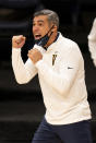 Villanova's head coach Jay Wright reacts on the sidelines during the first half of an NCAA college basketball game against Providence, Saturday, Jan. 23, 2021, in Villanova, Pa. (AP Photo/Chris Szagola)