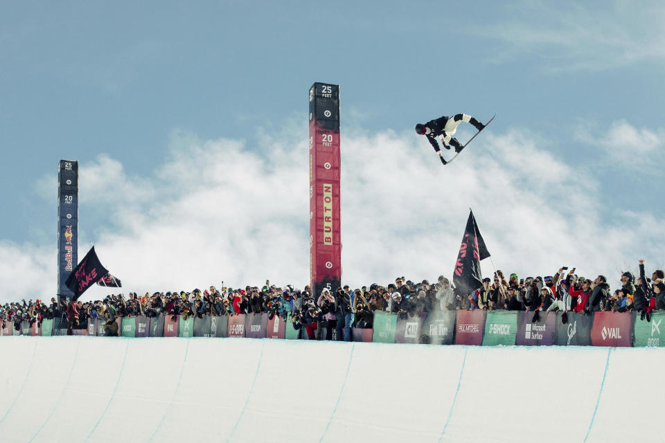 This image released by Max shows Shaun White in a scene from the documentary series "Shaun White: The Last Run." (Cole Ferguson/Max via AP)