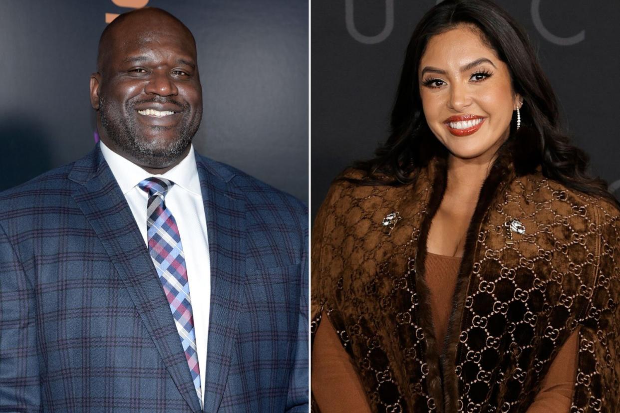 LOS ANGELES, CALIFORNIA - MARCH 09: NBA legend Shaquille O'Neal attends the grand opening of Shaquille's At L.A. Live at LA Live on March 09, 2019 in Los Angeles, California. (Photo by Michael Tullberg/Getty Images); LOS ANGELES, CALIFORNIA - NOVEMBER 18: Vanessa Bryant attends the Los Angeles Premiere Of MGM's "House Of Gucci" at Academy Museum of Motion Pictures on November 18, 2021 in Los Angeles, California. (Photo by Amy Sussman/Getty Images)