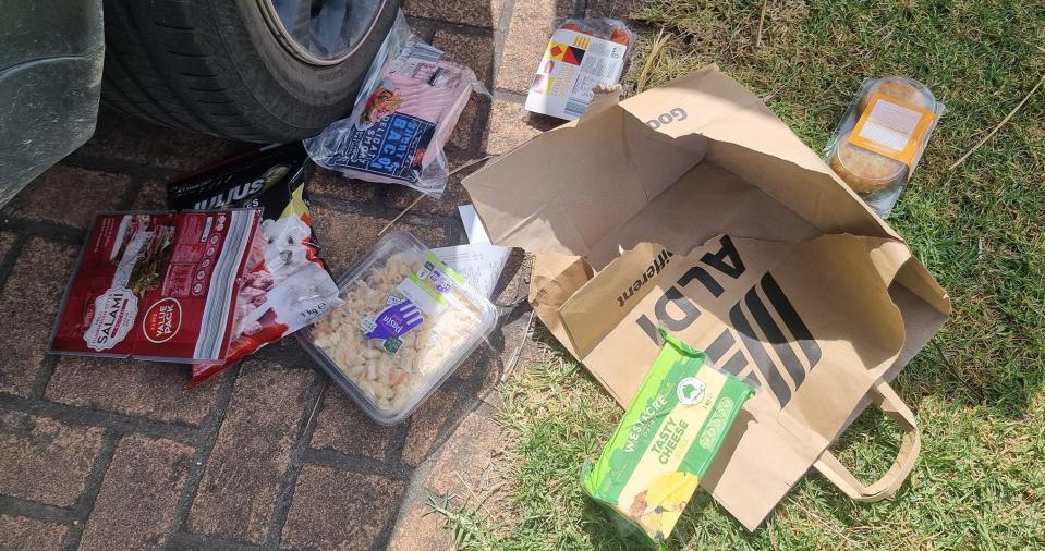 The Aldi customer was very annoyed the paper bag split and caused the contents to spill, but some comments suggested she had too many products in the paper bag. Source: Supplied. 