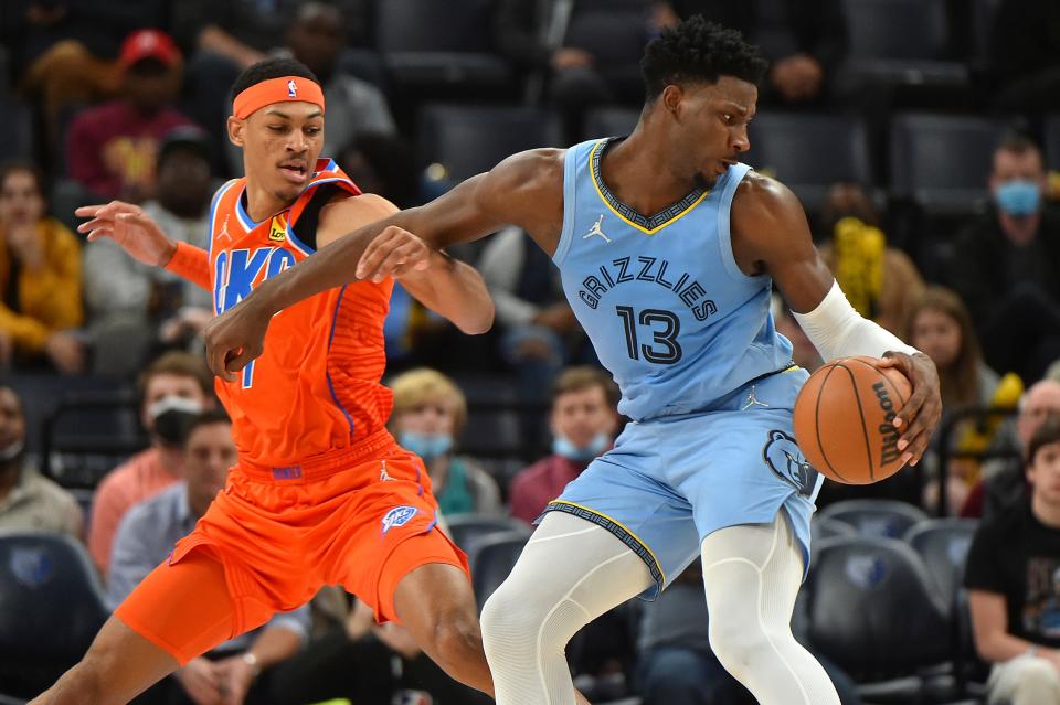 Jaren Jackson Jr. led nine Grizzlies players in double figures with 27 points.