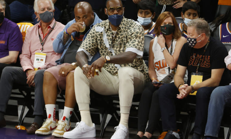 LeBron James attends Game 5 of the NBA Finals.