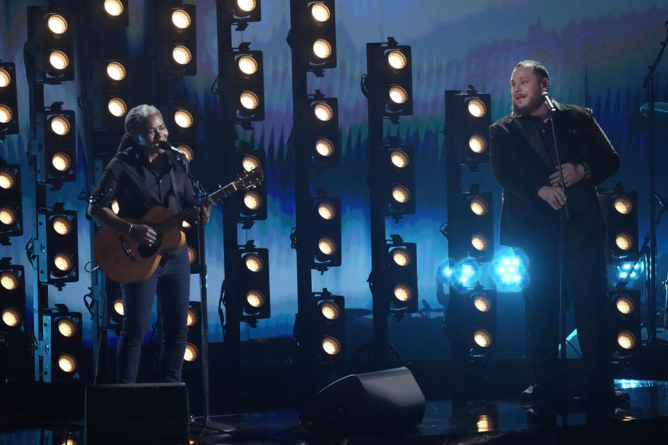 Tracy Chapman, left, and Luke Combs perform “Fast Car” during the 66th annual Grammy Awards on Sunday, Feb. 4, 2024, in Los Angeles. | Chris Pizzello/Invision/Associated Press