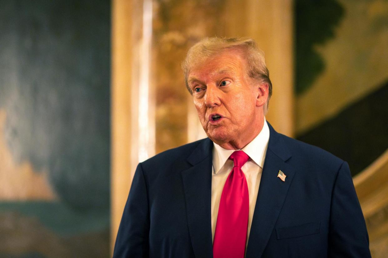 <span>Donald Trump speaks at Mar-a-Lago in West Palm Beach, Florida, on Wednesday.</span><span>Photograph: Eva Marie Uzcategui/Getty Images</span>