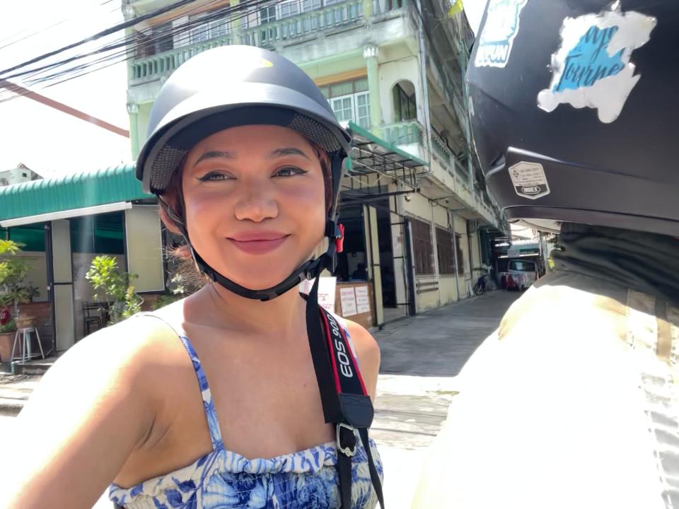 Me on a GrabBike in Chiang Mai.