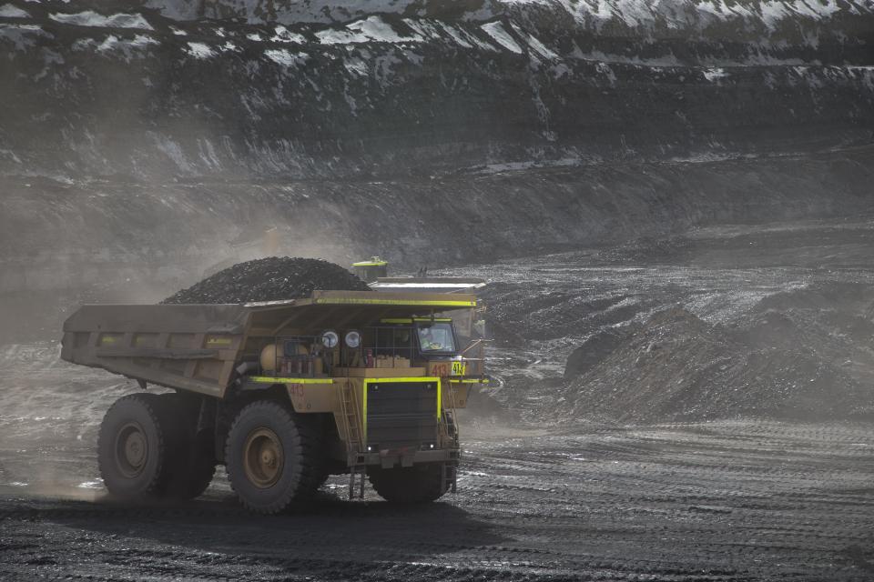 A large dump truck carries coal through the Kayenta Mine in Black Mesa, Arizona, on Feb. 4, 2017.