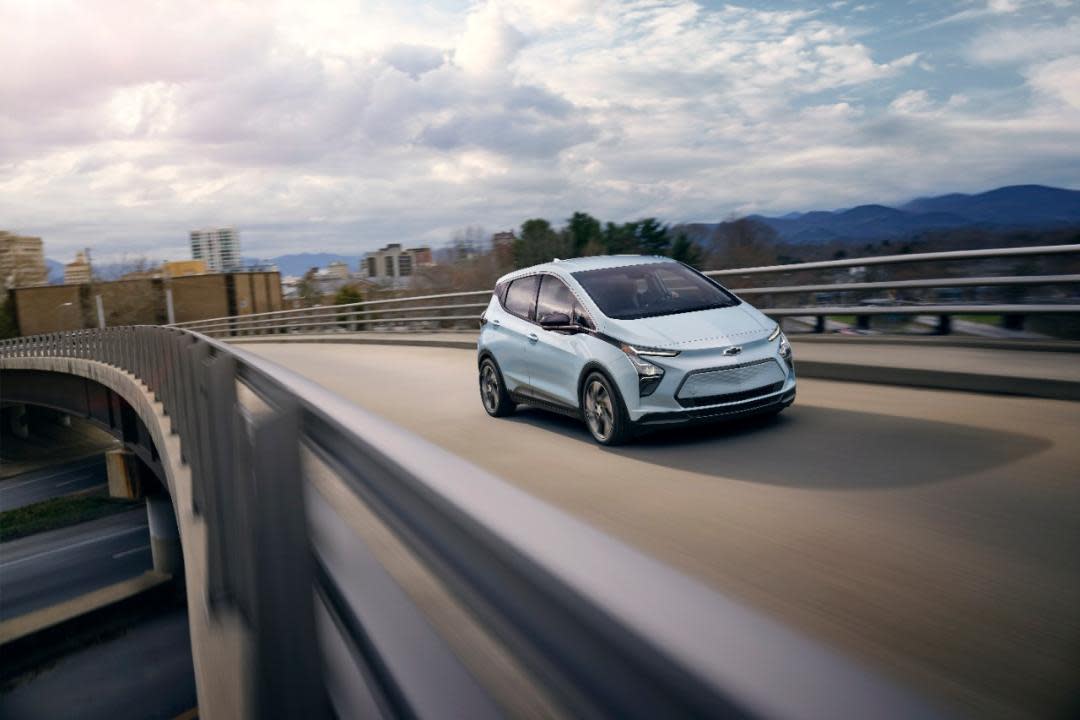 light blue chevy bolt 