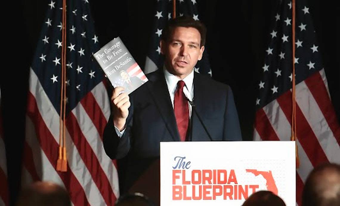 Florida governor Ron DeSantis speaks about his book “The Courage to Be Free: Florida’s Blueprint for America’s Revival” in Doral Florida on Wednesday, March 1, 2023