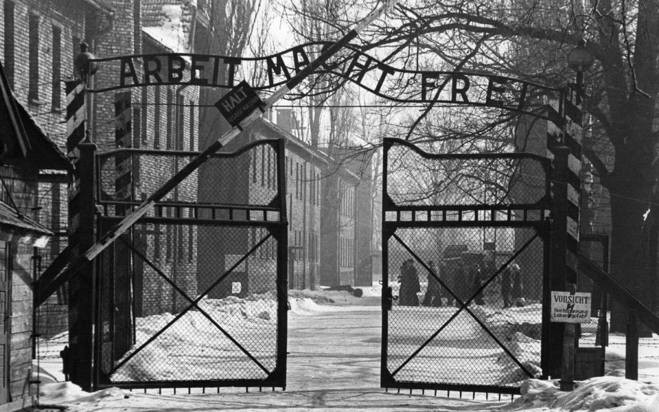 The gates of the Nazi concentration camp at Auschwitz, Poland