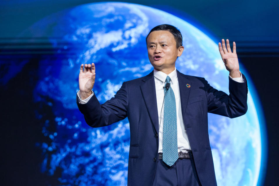 HANGZHOU, CHINA - AUGUST 28: Alibaba Group Chairman Jack Ma speaks during 2019 Global Conference on Women and Entrepreneurship on August 28, 2019 in Hangzhou, Zhejiang Province of China. (Photo by VCG/VCG via Getty Images)