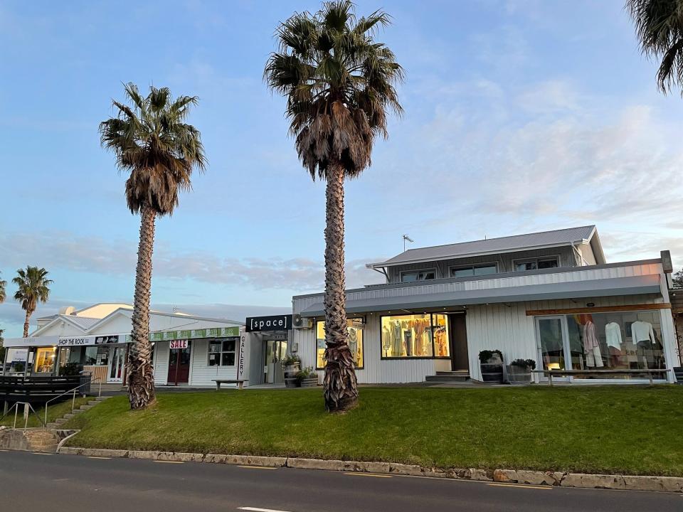 A row of shops in the Oneroa suburb.