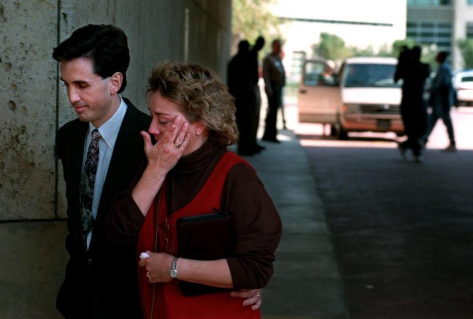 Dr. Ed Friedland and his wife, Lisa, leave the civil courts building in Charlotte after a jury found Marion Gales liable for Kim Thomas’ death on Oct. 03, 1997. Friedland was awarded $8.6 million in damages.