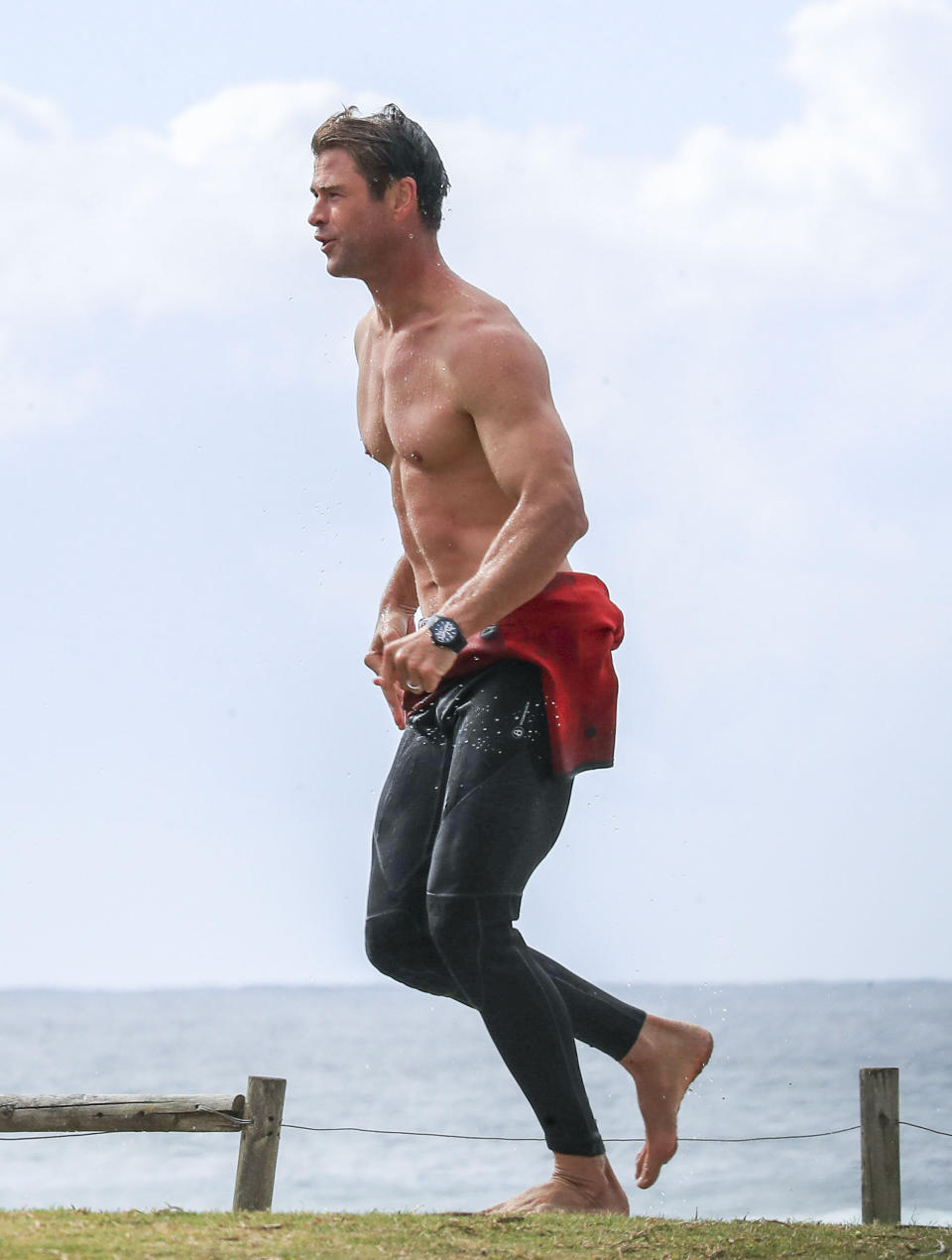 Chris Hemsworth enjoys a day out at the beach