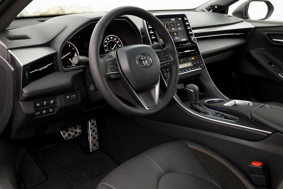 <p>There also is a hybrid in the mix that delivered 43 mpg on our highway fuel economy test loop, but <a rel="nofollow noopener" href="https://www.caranddriver.com/reviews/2019-toyota-avalon-hybrid-test-review" target="_blank" data-ylk="slk:that powertrain isn’t as quick as the V-6.;elm:context_link;itc:0;sec:content-canvas" class="link ">that powertrain isn’t as quick as the V-6.</a> Toyota equips the Avalon with many driver-assistance and infotainment goodies as standard, including automated emergency braking, adaptive cruise control, and a touchscreen display with Apple CarPlay and Android Auto.</p>