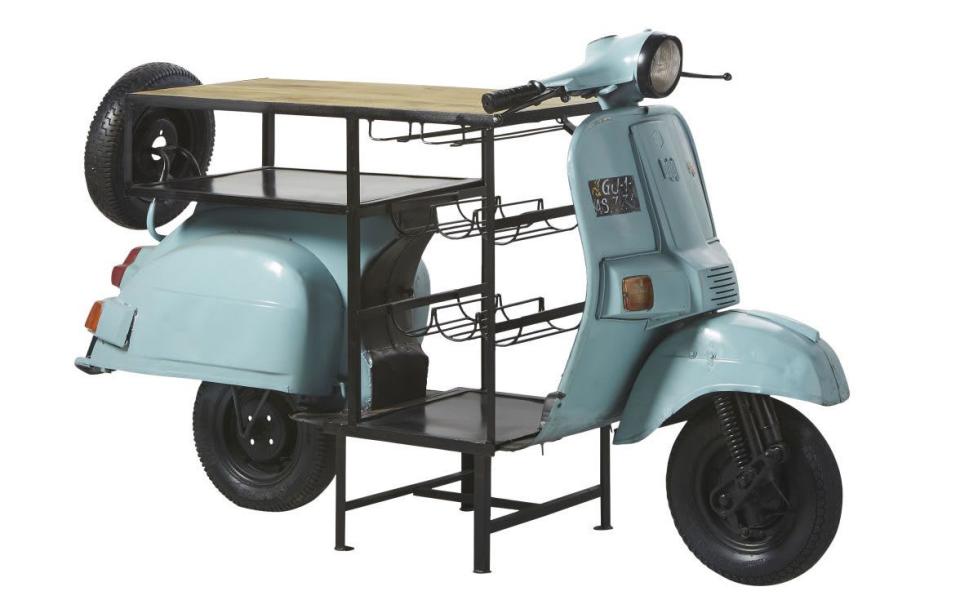 Blue scooter bar unit in metal and mango wood - Maisons Du Monde