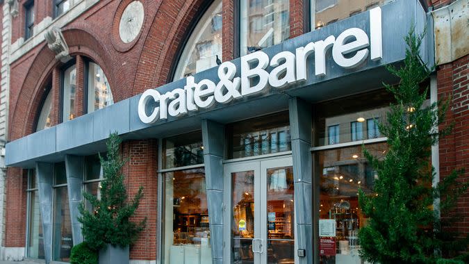 Boston, October 28, 2017: The front entrance to a Crate and Barrel store.