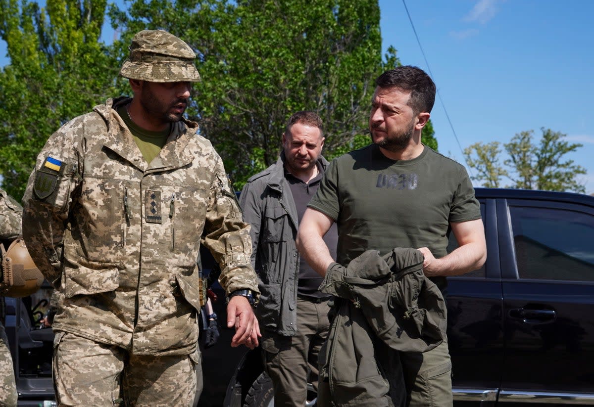 Ukrainian president Volodymyr Zelensky visits Zaporizhzhia on 5 June, 2022 (EPA)