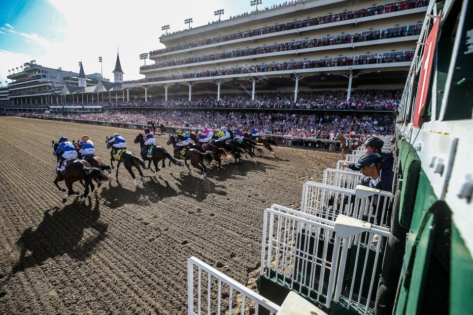 Horses leave the starting gate for the 149th Running of the Kentucky Oaks on Friday, May 5, 2023, at Churchill Downs