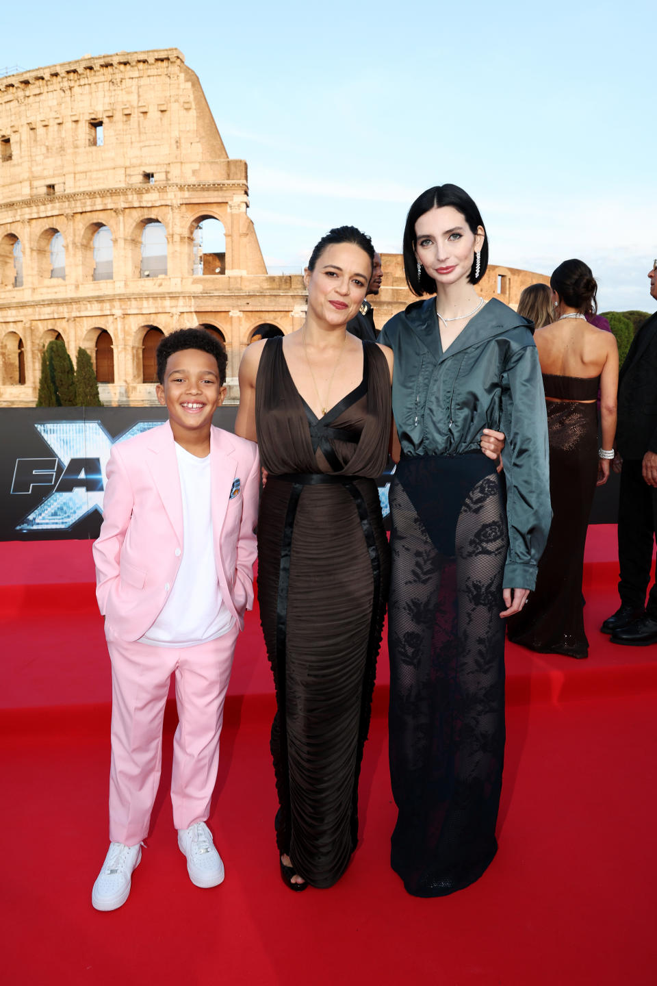 ROME, ITALY - MAY 12: Leo Abelo Perry, Michelle Rodriguez and Meadow Walker attend the Universal Pictures presents the 