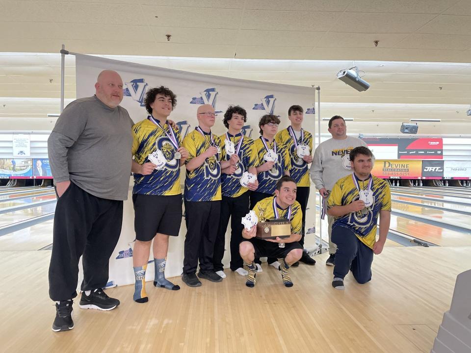 Spencerport won the Section V Class B championship Friday, Feb. 16, 2024 at ABC Gates Bowl. The Rangers' bowlers are: Manny Panetta, Carter Schum, Evan DiCataldo, Josh Winter, Jesse Taccone, Nick Green, Zach Terran